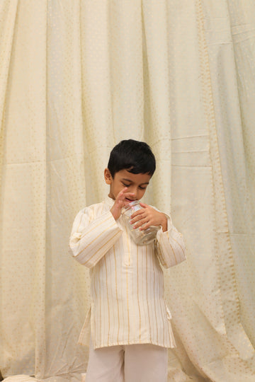 Ivory gold striped Kurta and pant set