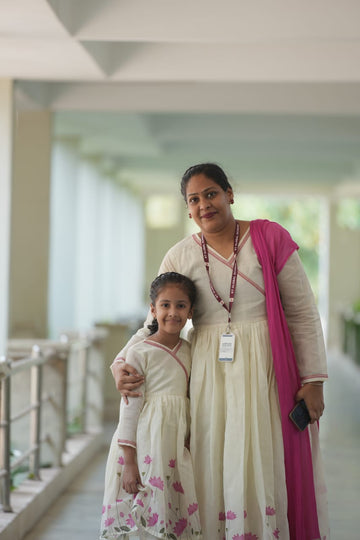 Ivory lotus mother daughter set