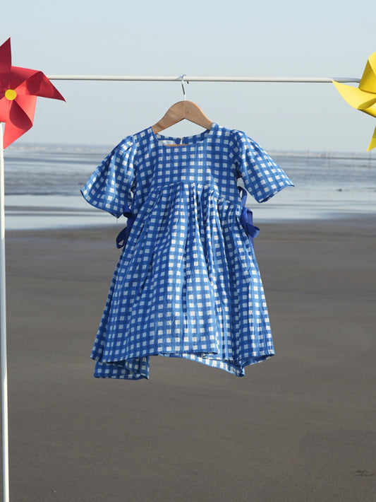 Royal blue checks frock