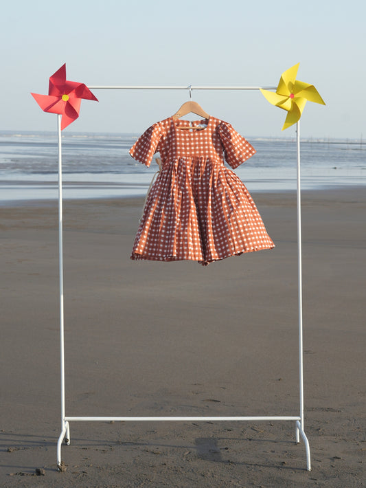 Brown checks frock