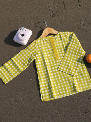 Liril green checks short kurta