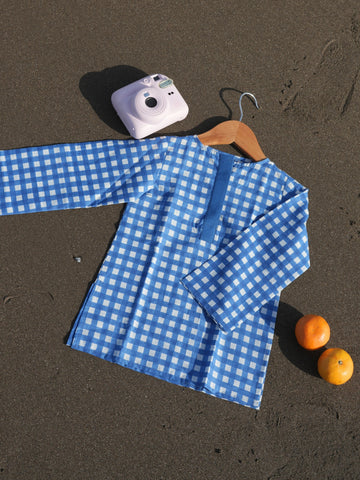 Royal blue checks short kurta