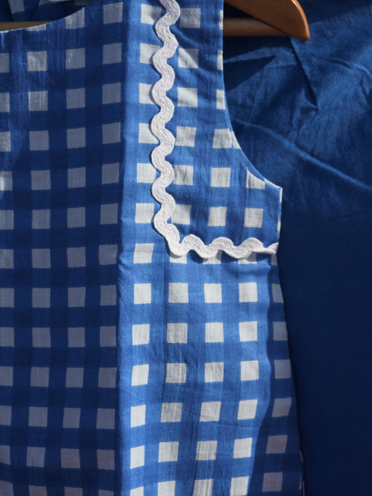 Royal blue checks girl coord set