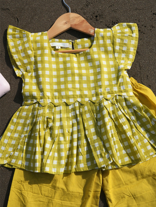 Liril green checks girl coord set
