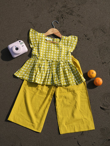 Liril green checks girl coord set