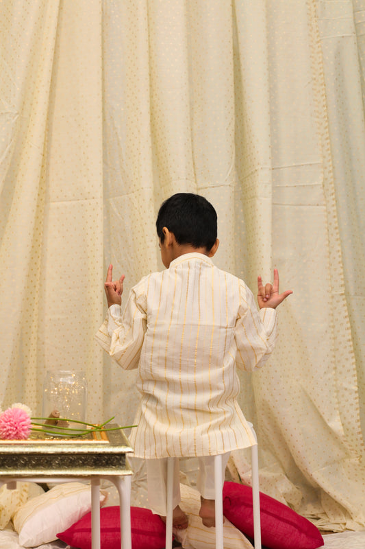 Ivory gold striped Kurta and pant set