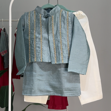 Soft blue nehru jacket set