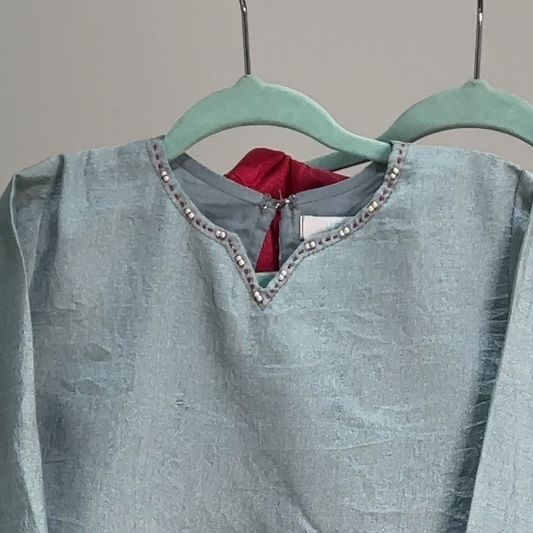 Soft blue kurta & pink lehenga set