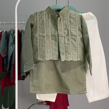 Sage green nehru jacket set