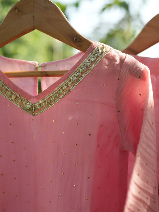 Blush pink short kurti set