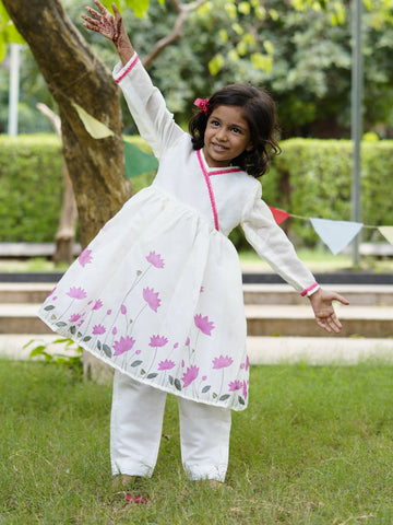 Ivory lotus kurti set