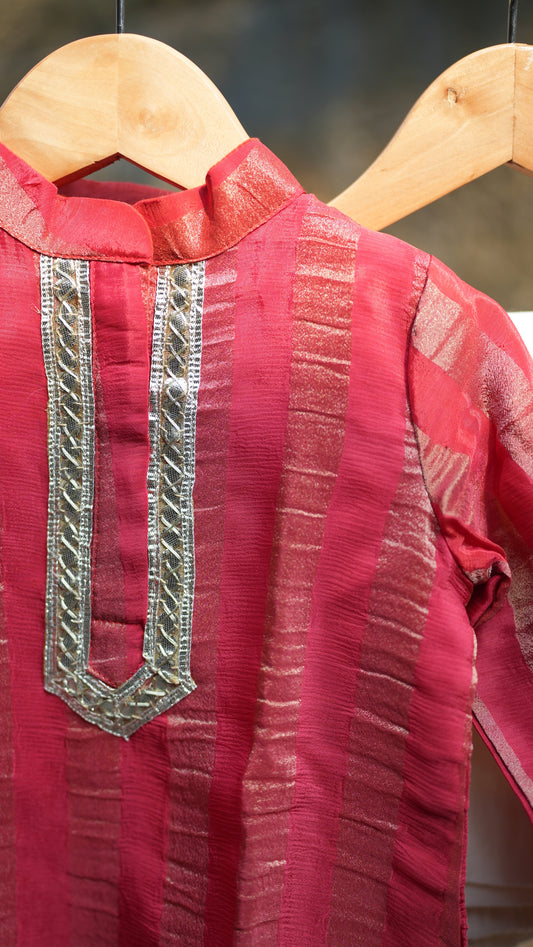 Red stripes kurta set