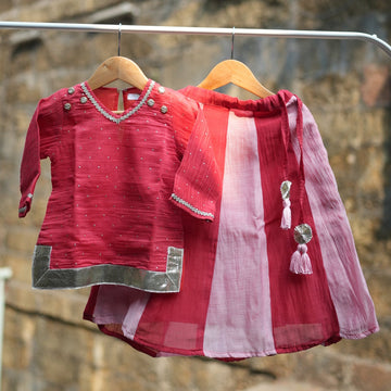 Dusty Red kids chaniya choli