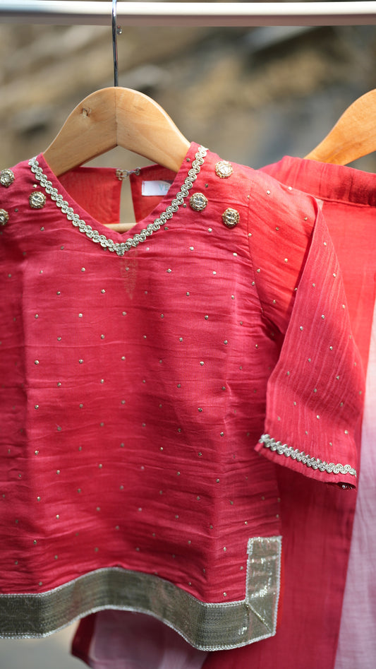 Dusty Red kids chaniya choli
