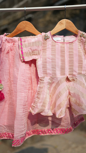 Blush pink  kids lehenga set
