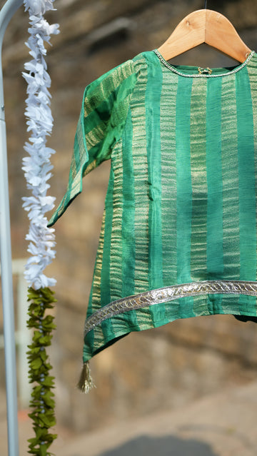 Green stripes kids tunic set