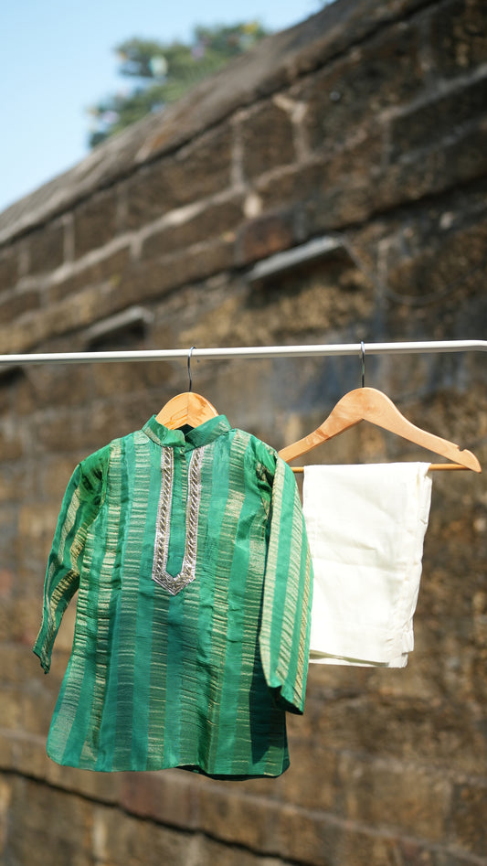 Green stripes kurta set
