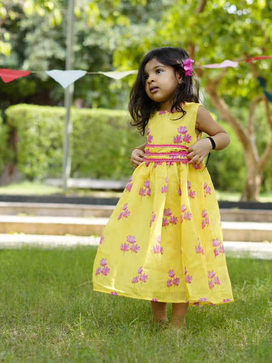 Yellow lotus dress