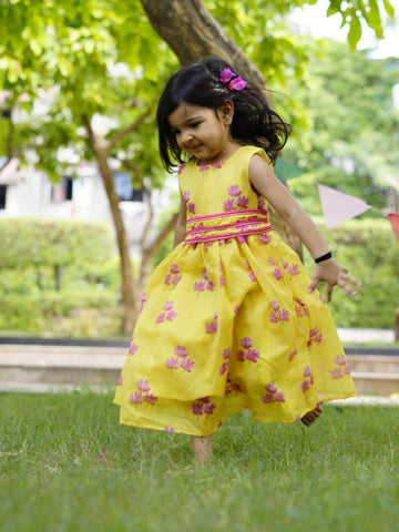 Yellow lotus dress