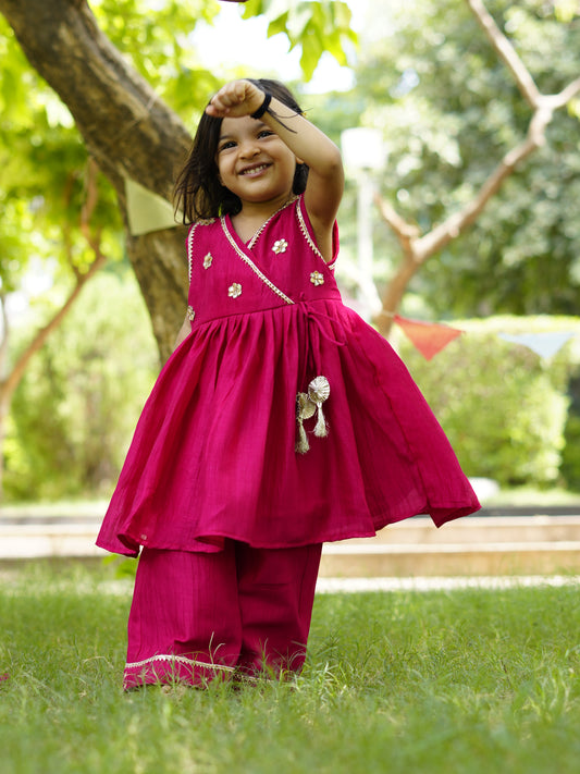 Ruby pink kurti & pants set