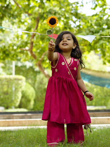 Ruby pink kurti & pants set