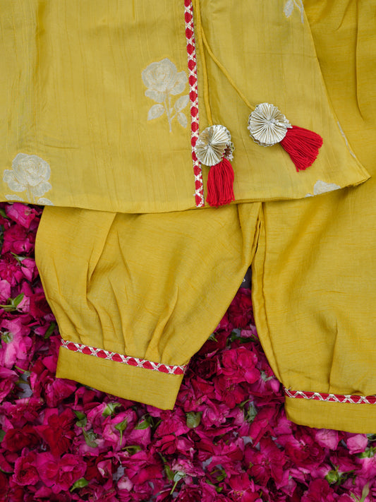 Yellow gold rose tunic with balloon pants