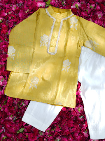 Yellow gold rose festive kurta set