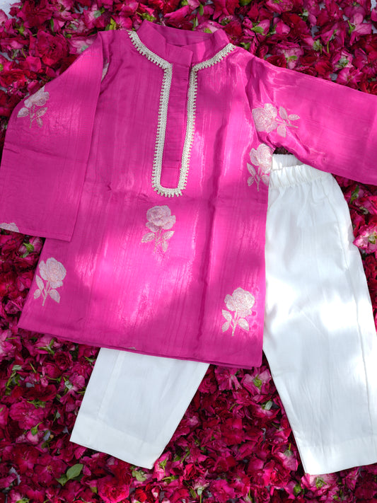 Pink rose boys kurta set