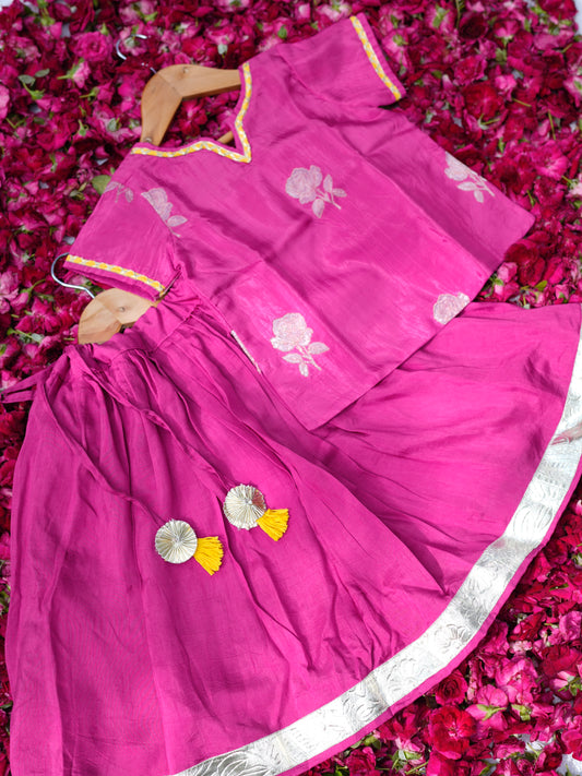Pink rose girls festive lehenga set