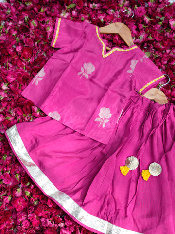 Pink rose girls festive lehenga set