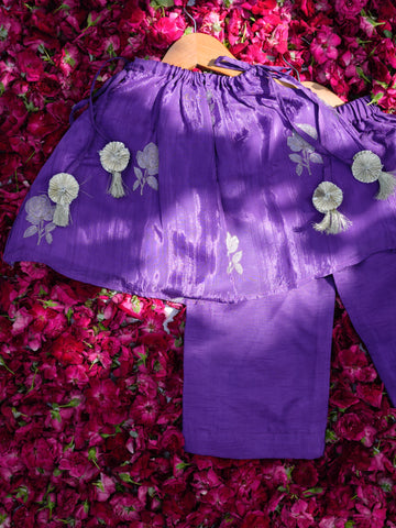 Purple rose tie-up festive co-ord set