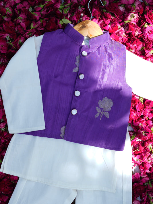 Purple rose boys nehru jacket set