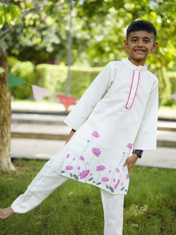 Ivory lotus kurta set