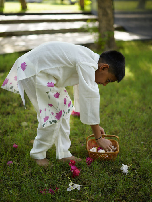 Ivory lotus kurta set