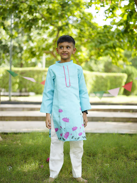 Mint lotus kurta set