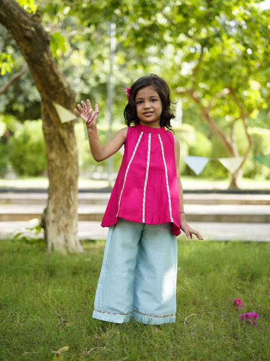 Ruby pink & soft blue co-ord set