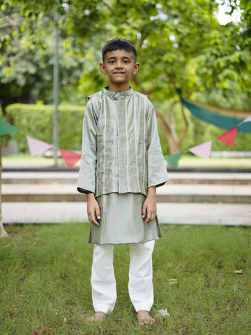 Sage green nehru jacket set