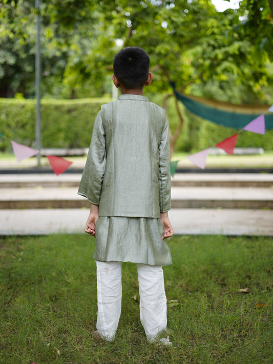 Sage green nehru jacket set