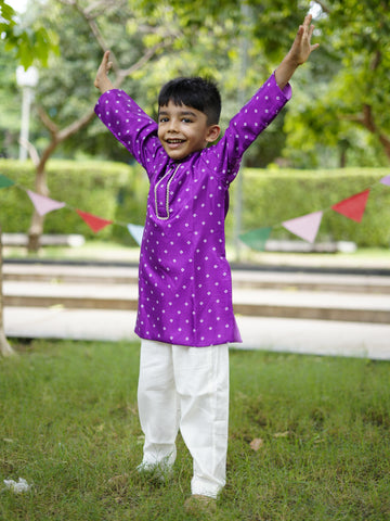 Purple bandhani kurta set