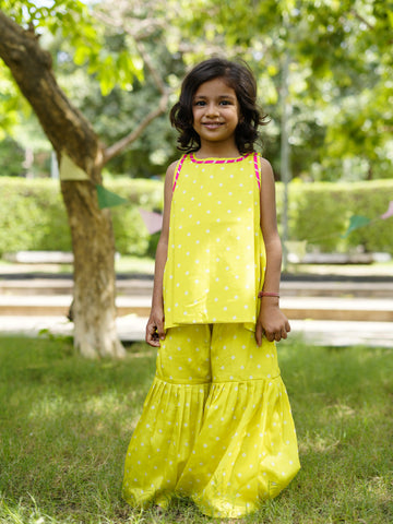 Green bandhani sharara set