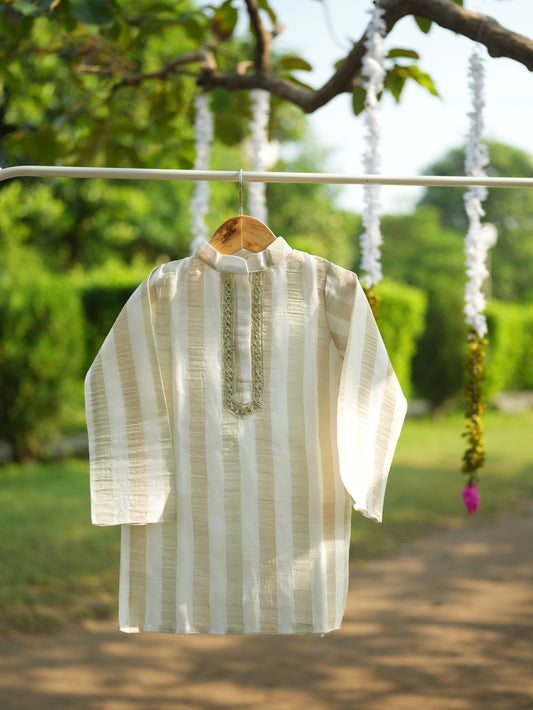 Off white stripes kids kurta set