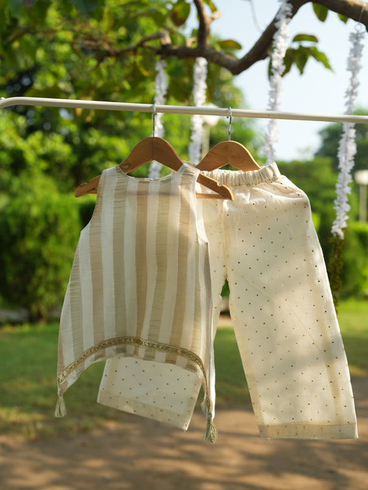 Off white stripes kids tunic set