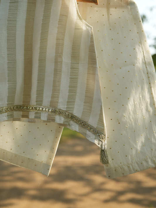 Off white stripes kids tunic set