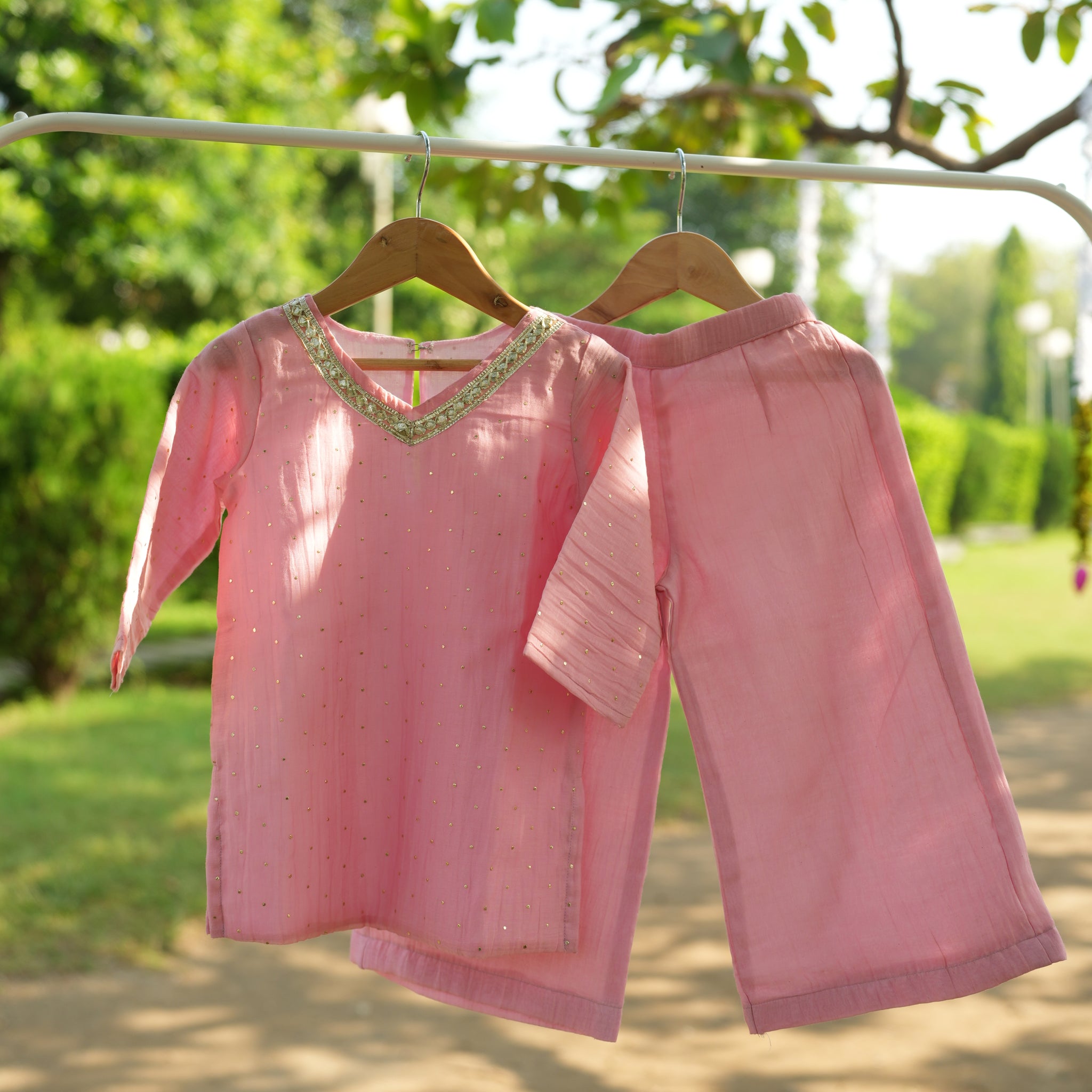 Blush pink short kurti set