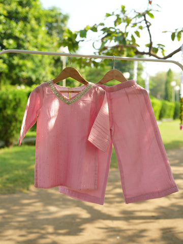 Blush pink short kurti set