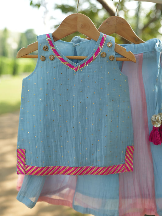 Powder blue kids chaniya choli