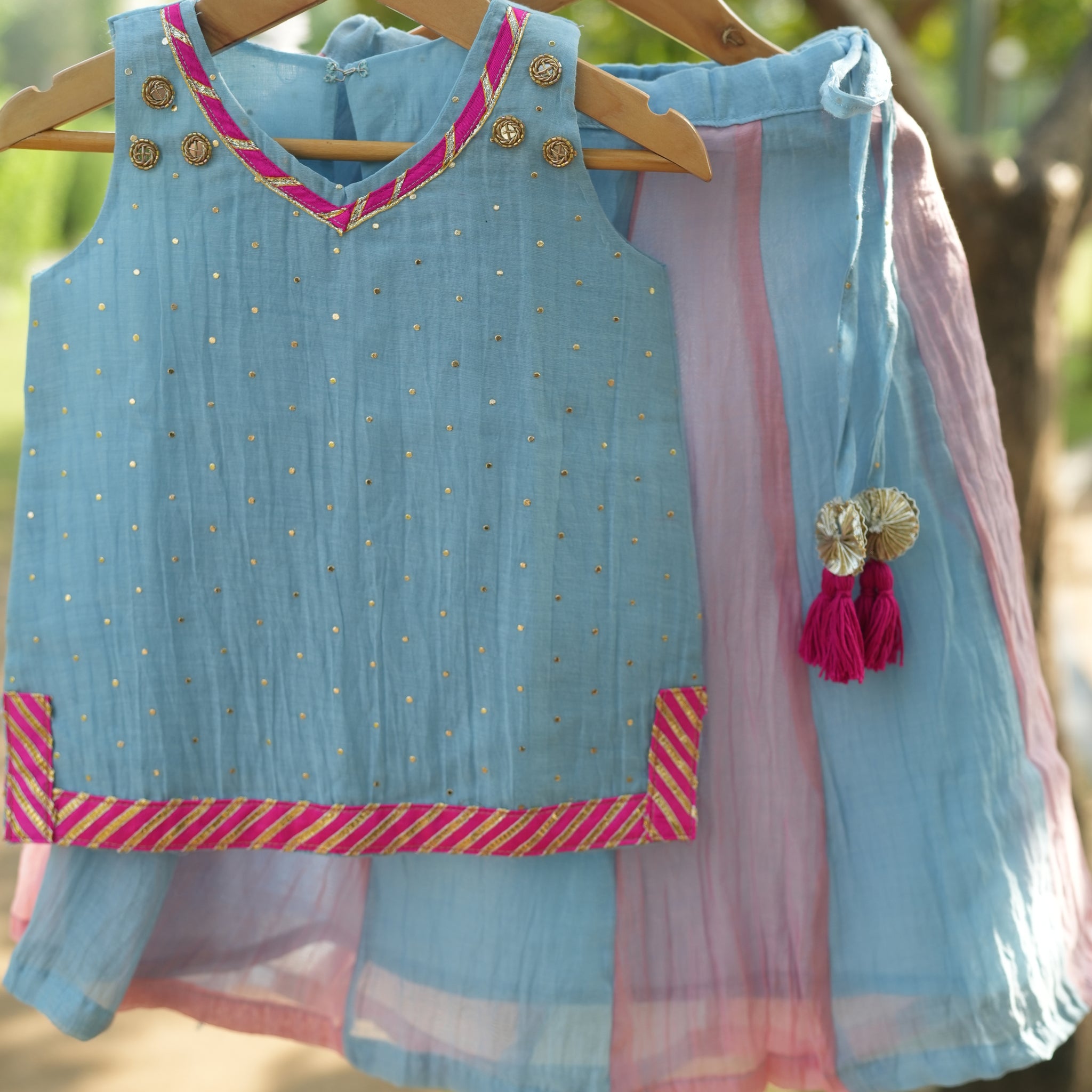 Powder blue kids chaniya choli
