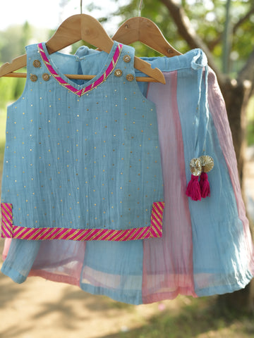 Powder blue kids chaniya choli