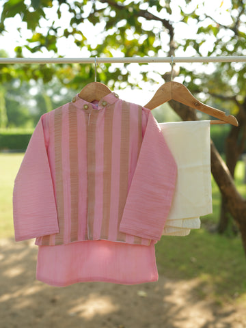 Blush pink kids nehru jacket set