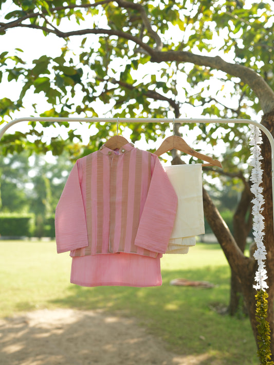 Blush pink kids nehru jacket set